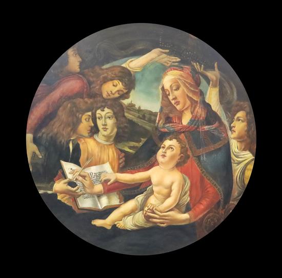 After Sandro Botticelli The Madonna of the Book, or the Madonna del Libro tondo, 43in.